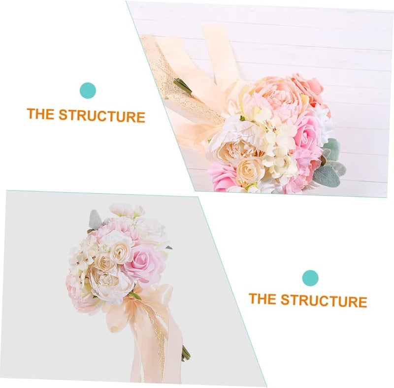 White Artificial Wedding Bouquet Faux Flower Arrangement for Decor Photography Props - Image 4
